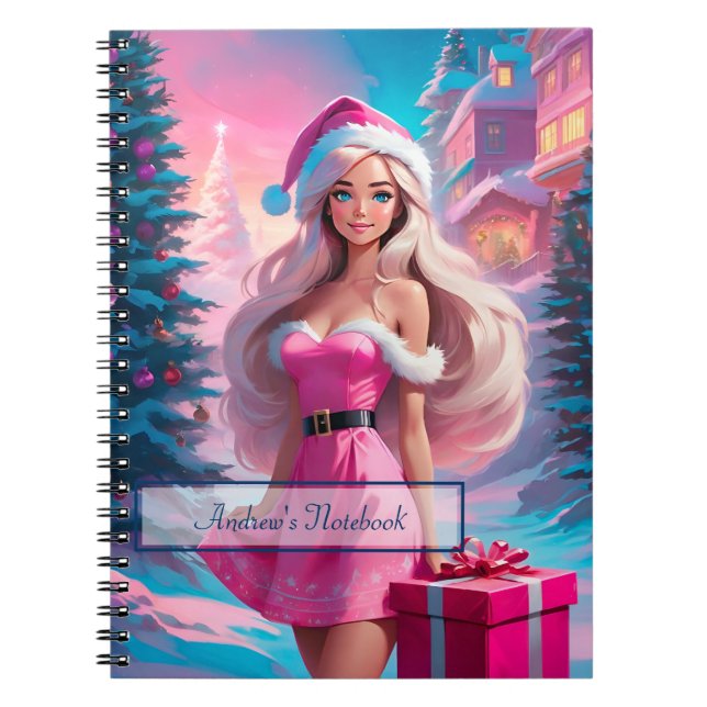 Cuaderno Hermoso Chica de Navidades rosados 01 (Frente)