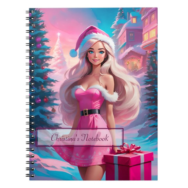 Cuaderno Hermoso Chica de Navidades rosados 01 (Frente)