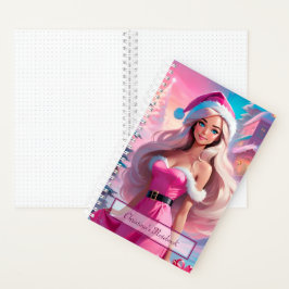 Cuaderno Hermoso Chica de Navidades rosados 01