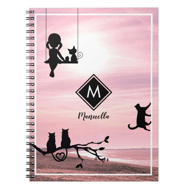 Cuaderno Hermoso Chica de paisajes inspiradores rosados (Frente)