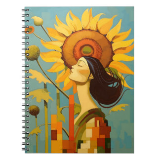 Cuaderno Hermoso Chica Mirando Al Girasol Sky