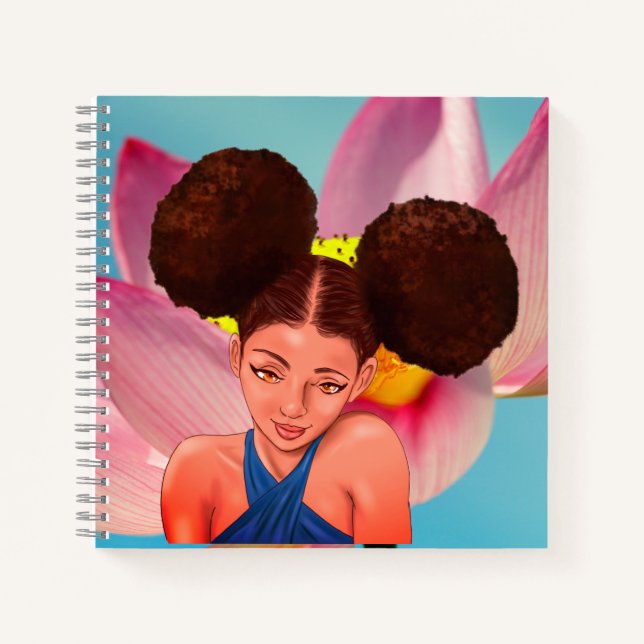 CUADERNO HERMOSO CHICA NEGRO AFRO PUFF NATURAL (Anverso)