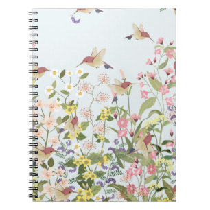 Cuaderno Hermoso colibrí en un dulce jardín floral