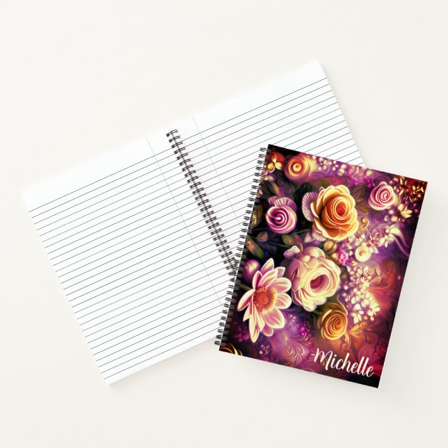 Cuaderno Hermoso con Patrón de Flor de Acrílico (Interior)