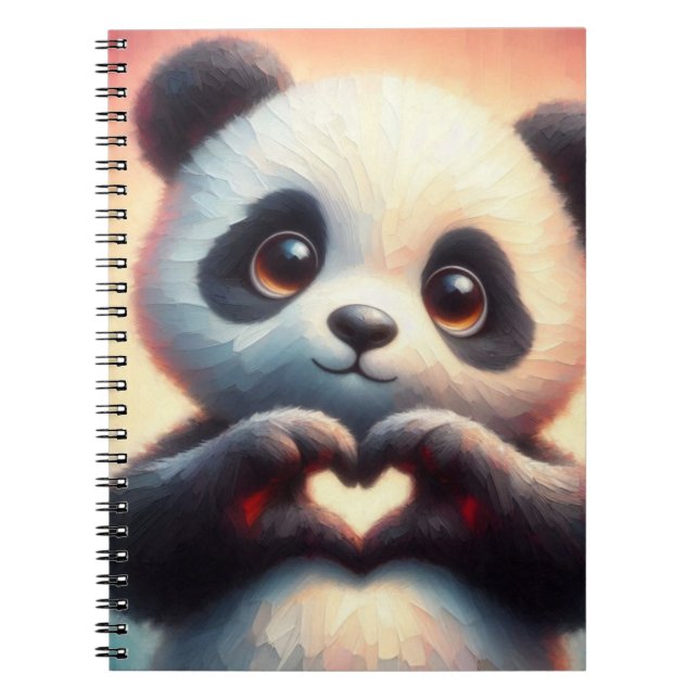 Cuaderno Hermoso corazón de amor Panda (Frente)