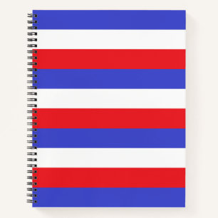 Cuaderno Hermoso de Rayas Azules Rojas y Blancas