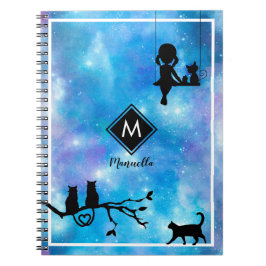 Cuaderno Hermoso diario Chica de la Marina Blue Watercolor 