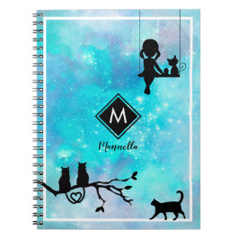 Cuaderno Hermoso diario Chica de la Marina Blue Watercolor 