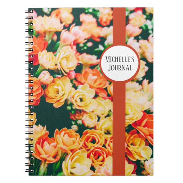 Cuaderno Hermoso Diario Floral Personalizado / Portátil (Frente)