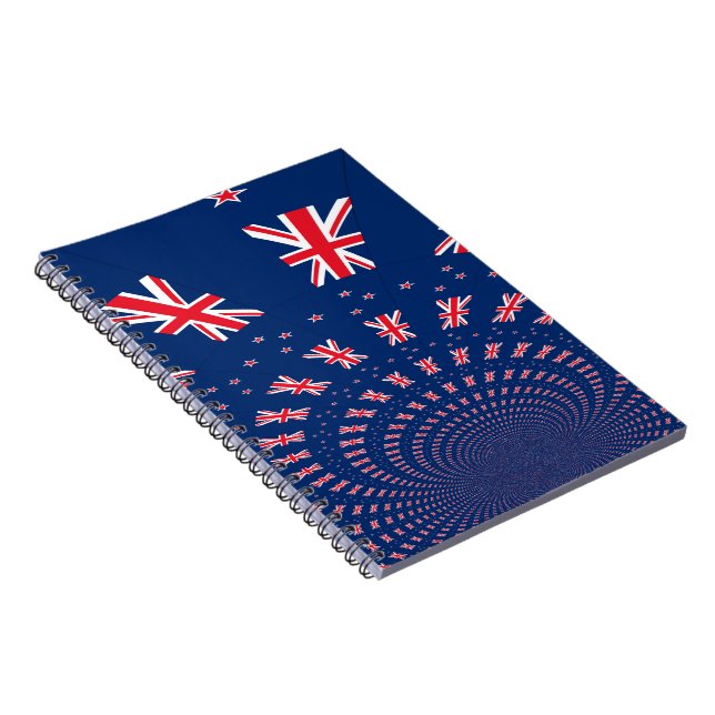 Cuaderno Hermoso diseño de arte con bandera de Nueva Zeland (Lado Derecho)
