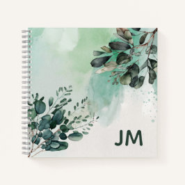 Cuaderno Hermoso diseño de hojas de acuarela