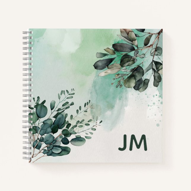 Cuaderno Hermoso diseño de hojas de acuarela (Anverso)