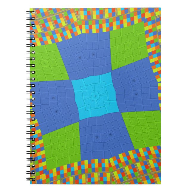 Cuaderno Hermoso diseño de impresión de arte azul verde azu (Frente)