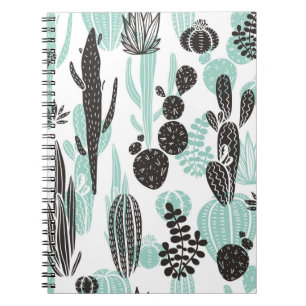 Cuaderno Hermoso doodle de cactus dibujado a mano sin fisur