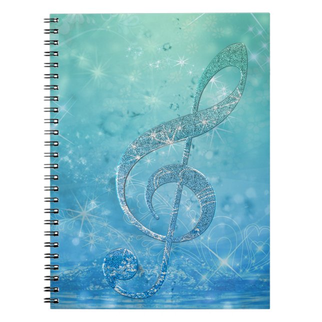 Cuaderno Hermoso efecto purpurinoso brillante azul trébol c (Frente)
