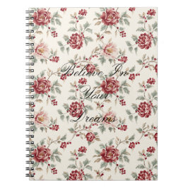 Cuaderno Hermoso floral rojo crema chic