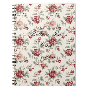 Cuaderno Hermoso floral rojo crema chic