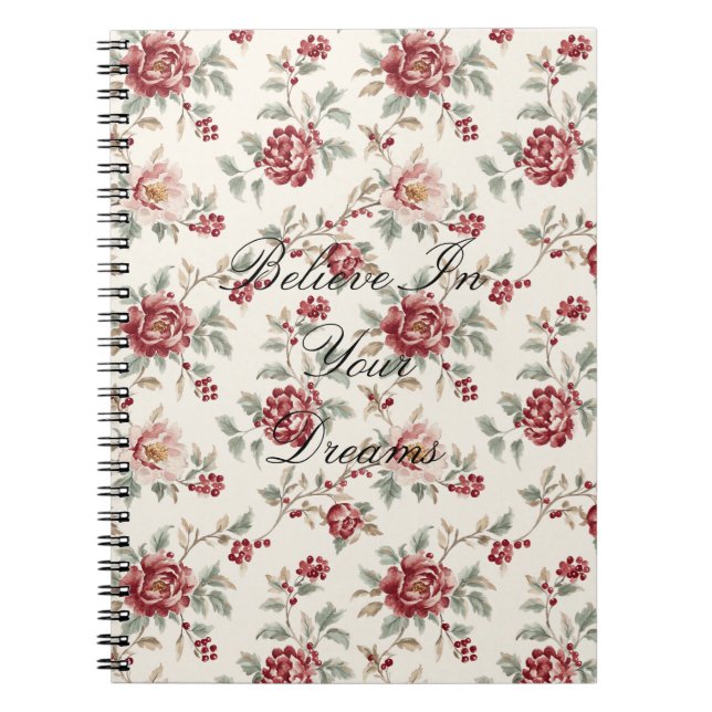Cuaderno Hermoso floral rojo crema chic (Frente)