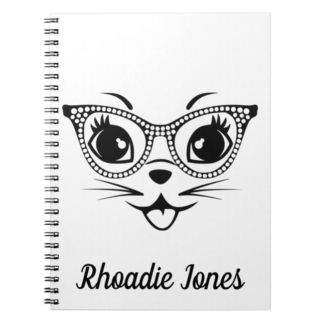 Cuaderno Hermoso gato blanco y negro (Frente)