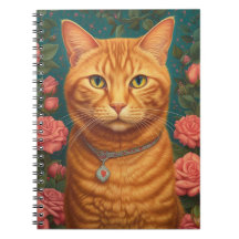 Hermoso Gato de jengibre y flores