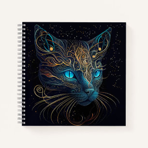 Cuaderno Hermoso gato estilo bohemio
