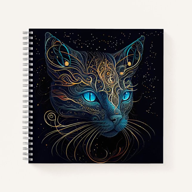 Cuaderno Hermoso gato estilo bohemio (Anverso)