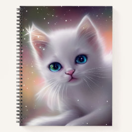 Cuaderno Hermoso Gato Fantasía Blanca Fluffy