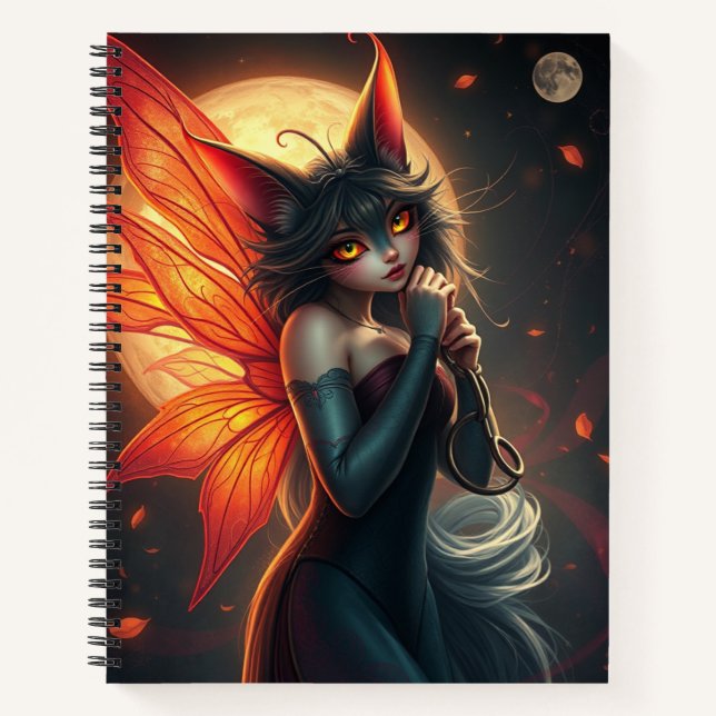 Cuaderno Hermoso Gato Fantasía Fairy Art Notebook (Anverso)