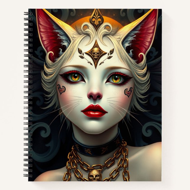 Cuaderno Hermoso Gato Fantasía Fairy Art Notebook (Anverso)