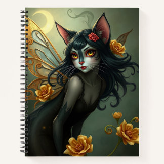Cuaderno Hermoso Gato Fantasía Fairy Art Notebook