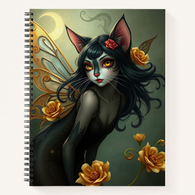 Cuaderno Hermoso Gato Fantasía Fairy Art Notebook (Anverso)