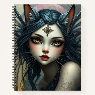Cuaderno Hermoso Gato Fantasía Fairy Art Notebook