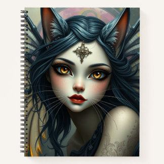 Cuaderno Hermoso Gato Fantasía Fairy Art Notebook