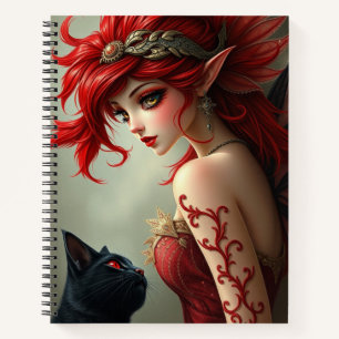 Cuaderno Hermoso Gato Fantasía Fairy Art Notebook