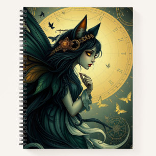 Cuaderno Hermoso Gato Fantasía Fairy Art Notebook