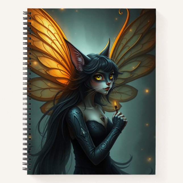 Cuaderno Hermoso Gato Fantasía Fairy Art Notebook (Anverso)