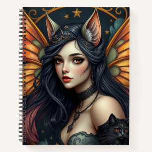 Cuaderno Hermoso Gato Fantasía Fairy Art Notebook