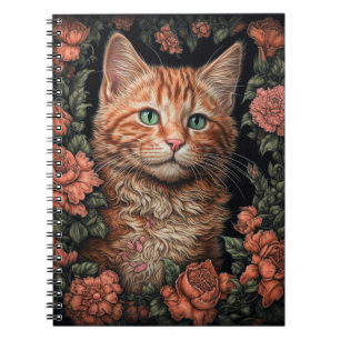 Cuaderno Hermoso Ginger Kitten y Flores