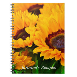 Cuaderno Hermoso girasol Naranja amarillo personalizado