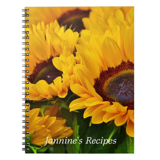 Cuaderno Hermoso girasol Naranja amarillo personalizado (Frente)