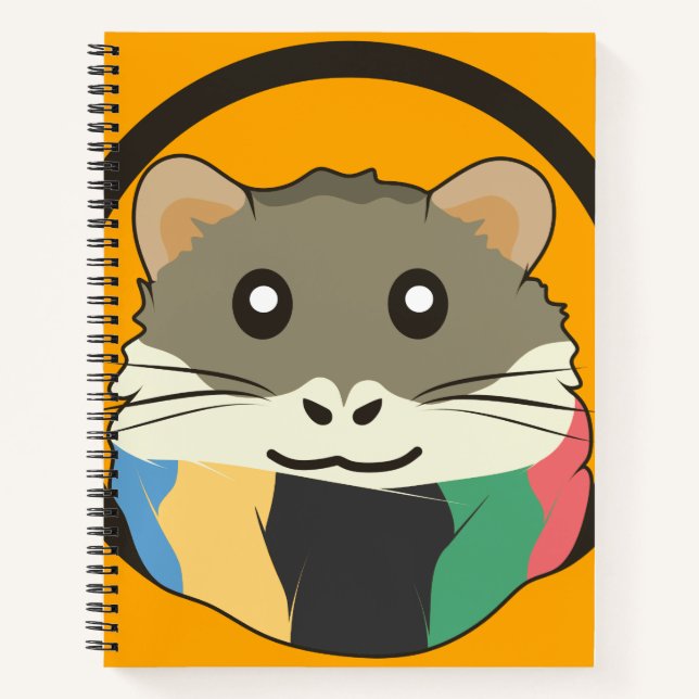 Cuaderno Hermoso hámster personalizado con una bufanda mult (Anverso)