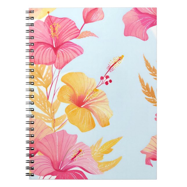 Cuaderno Hermoso Hibisco | Acuarela de Flor Tropical (Frente)