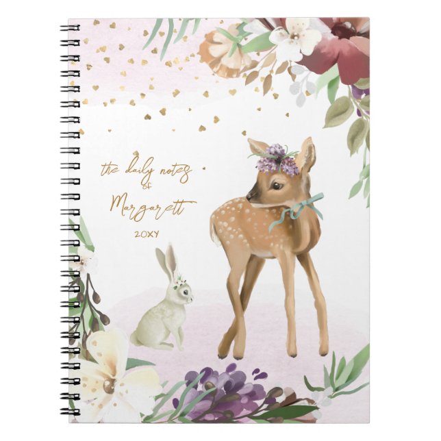 Cuaderno Hermoso Ilustracion Sparkling Gold Purpurina Chica (Frente)