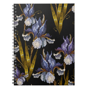 Cuaderno Hermoso irises de primavera bordado sin costura