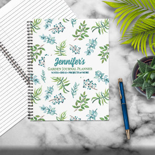 Cuaderno Hermoso jardín floral de acuarela personalizado