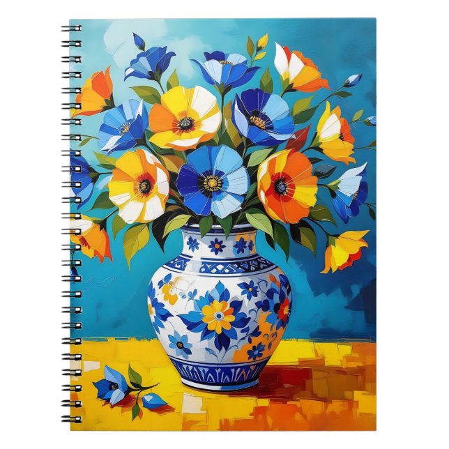 Cuaderno Hermoso jarrón de flores  (Frente)
