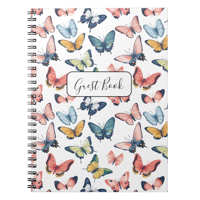 Cuaderno Hermoso libro de invitados de impresión de maripos (Frente)