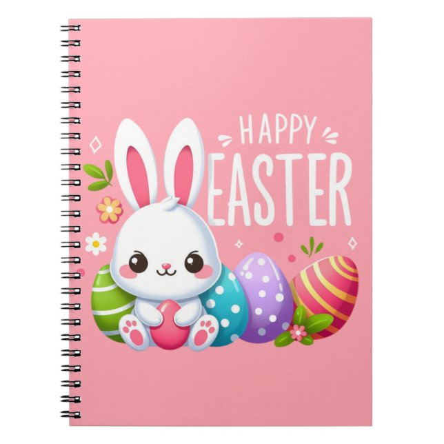 Cuaderno Hermoso lindo, rosa y feliz Pascua (Frente)