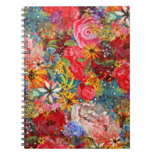 Cuaderno Hermoso Modelo Floral Brillante Abstracto Abstract