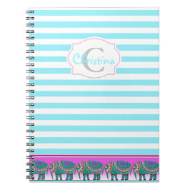 Cuaderno Hermoso Monograma de Elefante Ornato